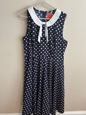 Modcloth Navy and White Polka Dot Dress size xl